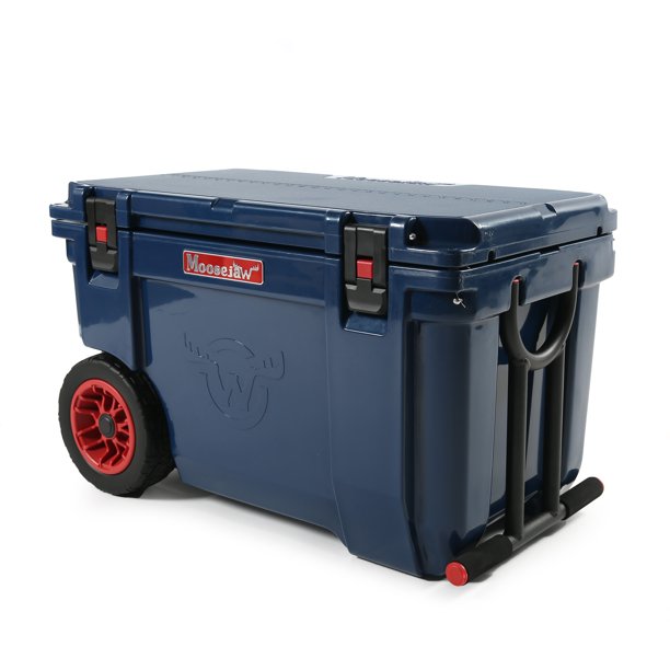 Moosejaw 55 Quart Ice Fort Rolling Hard Cooler with Microban, Blue