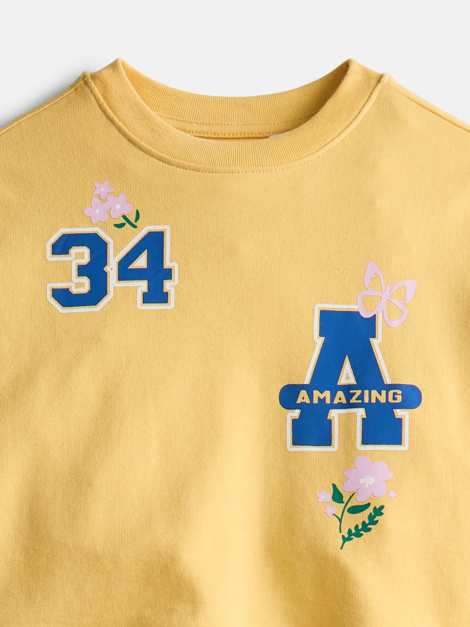 Wonder Nation Little Girls Crewneck Sweatshirt and Shorts Set, 2 Piece, Sizes 4-10