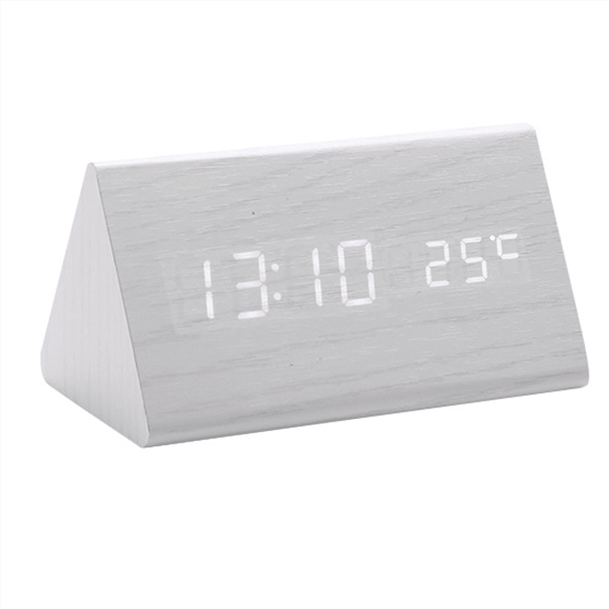 Digital Clock Wooden Sound Control LED Alarm Clock with Temperature USB Desktop Clocks Snooze