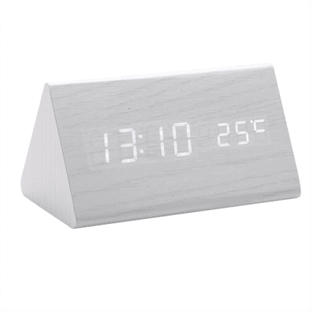 Digital Clock Wooden Sound Control LED Alarm Clock with Temperature USB Desktop Clocks Snooze