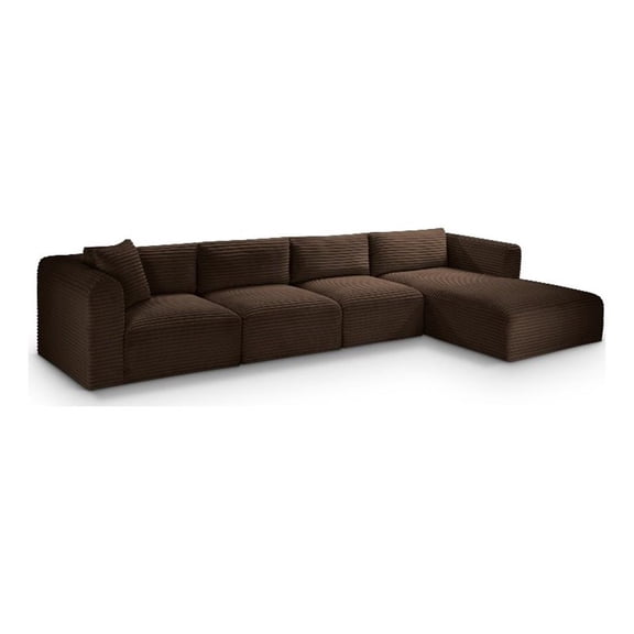 Meridian Furniture 4-Piece Brown Corduroy Performance Fabric Modular Sectional