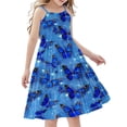 thumbnail image 2 of Nmnitkp Girl Dresses Boho Dress for Girls Floral Dress Tie Back Flutter Sleeves Casual Summer Dress Blue,120, 2 of 7