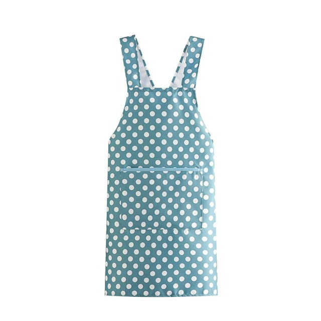 Delantal de lunares para mujer, impermeable, poliéster, color azul