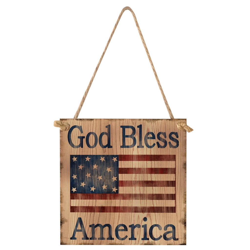 Independence Day wooden listing American 4th of July Independence Day Wooden Plaque Sign For Front Door Bedroom Porch or Wall Hanging