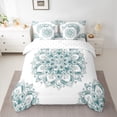 thumbnail image 2 of jejeloiu Hippie Medallion Floral 7pcs Bedding Comforter Set,Teal Bohemian Flower Queen Bedding Sets,Boho Exotic Style Queen Sheet Sets For Teens,Ultra Soft Home Decor Reversible, 2 of 8