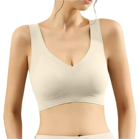Ogiraw Clearance! Minimizer Bras For Women Underwear Women s Wide Straps Without Ring Gathered To Collect Side Breasts Large Size Tank Top Non Marking Bra Full Coverage Bras For Women Beige XXXL