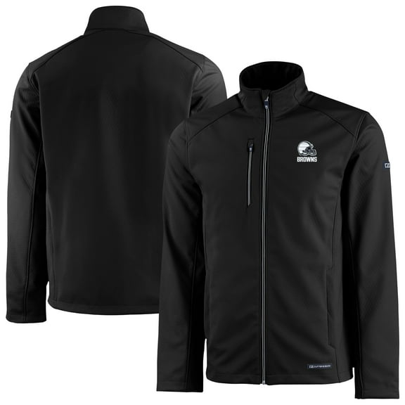Men's Cutter & Buck  Black Cleveland Browns Evoke Eco Softshell Recycled Full-Zip Jacket
