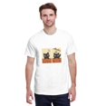 thumbnail image 2 of Men's Framed Cat Scene Graphic T-Shirt, Cotton Blend Crewneck Short Sleeve Casual Tee, 2 of 8