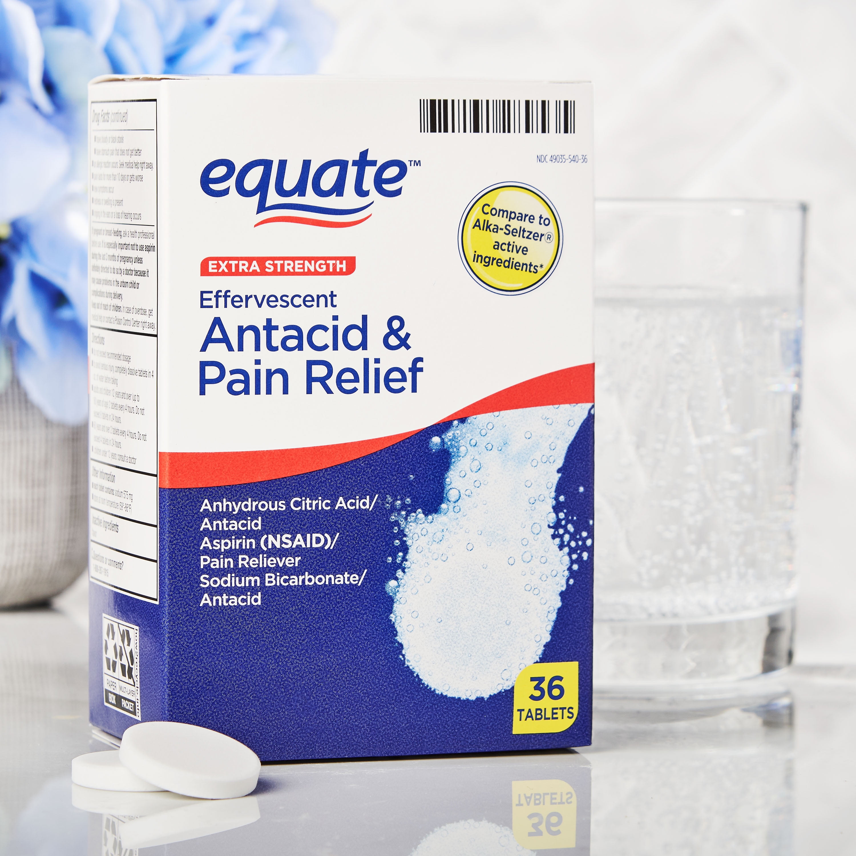 Equate Effervescent Antacid And Pain Relief Extra Strength Tablets My