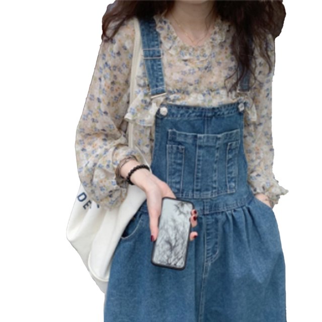 Tops de mujer, camisa con volantes florales, camisa de gasa con volantes, camisa con cuello redondo con volantes, materiales de la mejor calidad