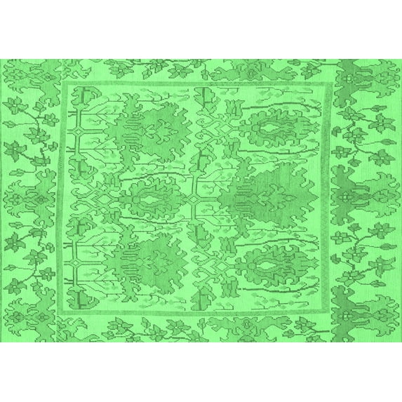 Ahgly Company Indoor Rectangle Abstract Emerald Green Modern Area Rugs, 6' x 9'