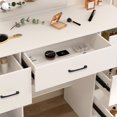 thumbnail image 5 of Ciumeeo Modern Dressing Table with 10 LED Lighted Mirror & 5 Drawers Makeup Vanity Set for Women White, 5 of 10