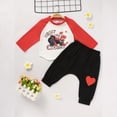 thumbnail image 3 of ZEHJUHAN Toddler Boys' 2-Piece Set, "Heart Breaker" Print Round Neck Long Sleeve T-Shirt and Heart Print Pants Red，6-9M, 3 of 11