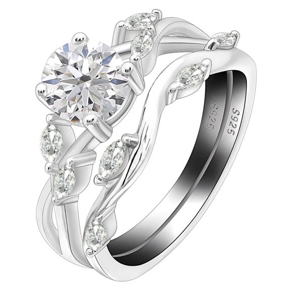 Yonte Wedding Ring Set for Women Sterling Silver Engagement Ring 6mm Cz Band Ginger Lyne Collection