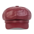 thumbnail image 2 of Minzimin Women's PU Leather Plain 8 Panel Octagonal Hat British Style Artist Painter Newsboy Cap, 2 of 9