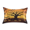 thumbnail image 3 of Dailycode Satin Pillow Case King Silk Pillow Cover for Hair and Skin Envelope Closure Spooky Tree Pumpkins Bats 20"x40", 3 of 9