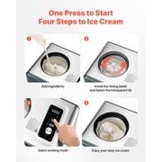 VEVOR Automatic Ice Cream Maker with Built-in Compressor, 1.5 Quart No Pre-freezing Gelato Maker, Electric Sorbet-Maker, 3 Modes Compressor Ice Cream Machine for Home Kitchen