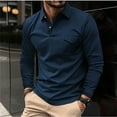 thumbnail image 2 of LpwkSSA Long Sleeve Shirts For Men Turndown Collar Button Pullover Shirts Blouse Slim Fit Casual Regular Fit Business Formal Dress Shirt Sports T-Shirt Blue XXXL, 2 of 6