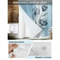 thumbnail image 3 of No Hook Cloth Fabric Shower Curtain with Snap in Liner, Blue Flower Waterproof Shower Curtains Set with See Through Top Window, Retro Gradient Texture Painting Plant Leaf Bath Curtains Shower 72"x78", 3 of 6