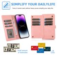 thumbnail image 6 of Feishell Crossbody Wallet Case for Apple iPhone 13 Pro 6.1 inch,for Women Men,Retro PU Leather Magnetic Button Flip Stand Credit Card Holder Phone Case with Adjustable Shoulder Strap,Pink, 6 of 16
