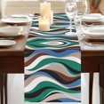 thumbnail image 3 of Table Runners 90 Inches Long Dress Scarves, Green Blue Brown Moire Farmhouse Coffee/Dining/Kitchen Table Runner for Living Room, Modern Abstract Art 13x90 Inch, 3 of 9