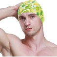 thumbnail image 3 of FYBTO Swimming Cap Watercolor Lime Lemon and Mint Leaf Unisex Adult FYBTO Polyester, 3 of 4