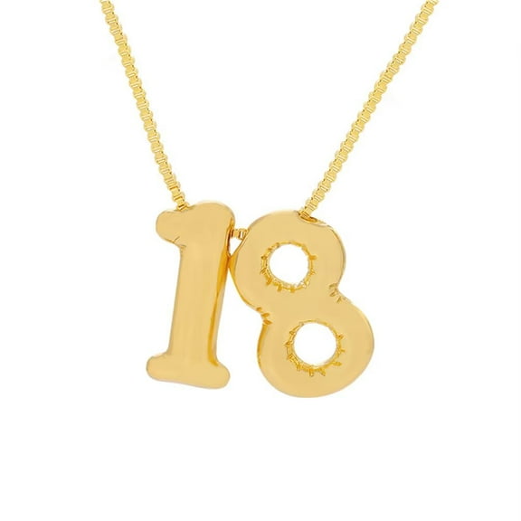 HIJONES Women's Stainless Steel Dainty Bubble Number 0-10 Necklace Simple Classic Collarbone Chain Pendant Birthday Jewelry Gift Number 18