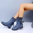 thumbnail image 5 of FRSASU Winter Boots Women Shoes Retro Western Boots Casual Warm Low Heels Mid-calf Boots Blue 6(37), 5 of 7