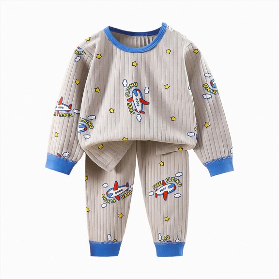 felwors 2 Piece Pajamas Sleepwear Pjs,Children's Long Sleeve Boys Cartoon Personality Print Casual Loose Pajamas (Grey,4-5 Years)