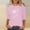Pink plus size fall tops a1, variant on Women Plus Size Fall 3/4 Sleeve Round Neck Pullover Tops Casual Graphic Boho Tee Shirts Solid Basic Blouses Trendy Winter Vacation Clothes, White 2XL