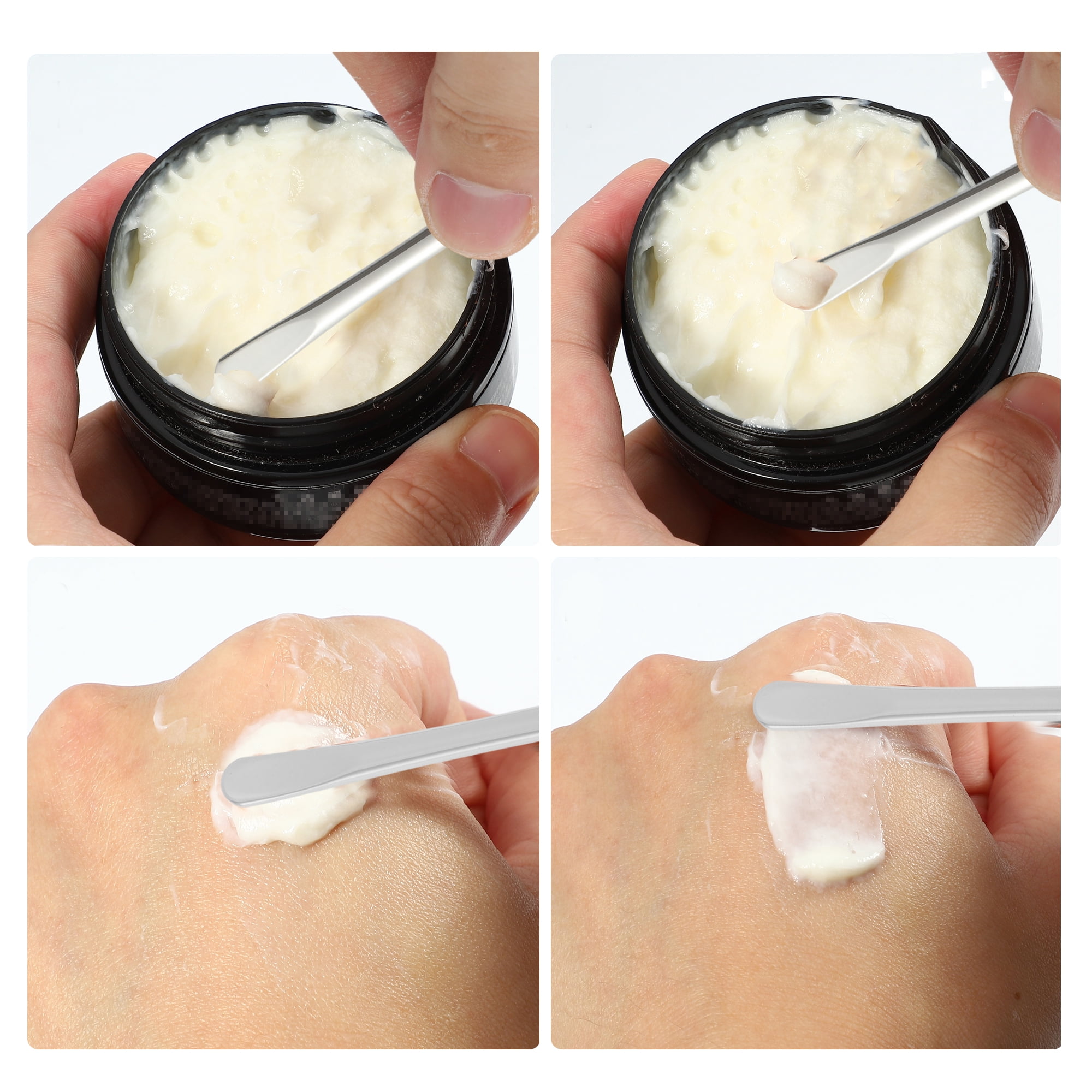 Unique Bargains Round Handle Makeup Cosmetic Spoon 2pcs Silver Tone