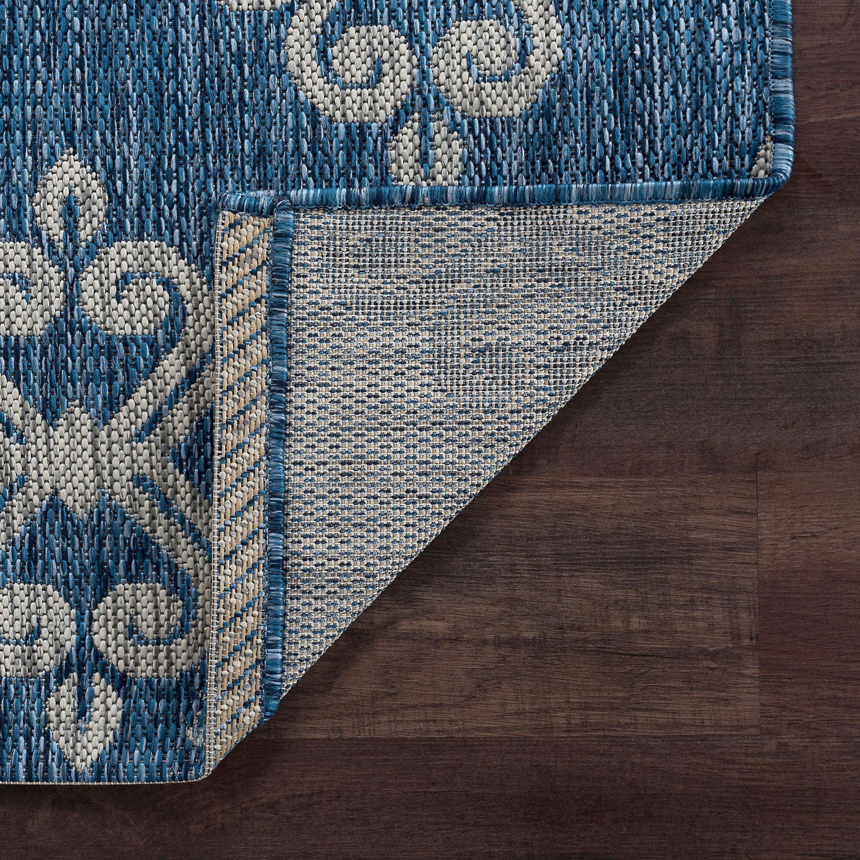 Veranda Transitional 8' x 10' Indigo and Light Gray Polypropylene Outdoor Area Rug