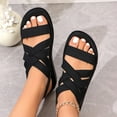 thumbnail image 6 of Wowcloth Women's Fashion Casual Sandals – Comfortable Breathable Round-Toe Slip-On with Cross Elastic Straps & Solid Color for Spring-Leisure Footwear, 6 of 9