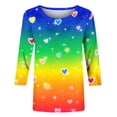 thumbnail image 2 of Haut Imprimé de Noël pour Femmes, Blouse à Manches 3/4 et Col Rond, Chemise des Fêtes pour Tenue Décontractée et Bureau, 2 of 6