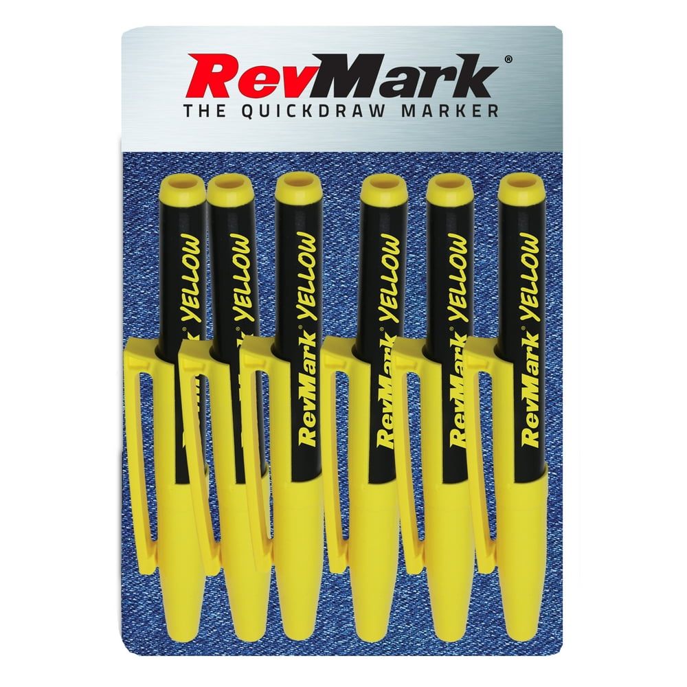 RevMark Industrial Marker Yellow Ink Standard Tip 6 Pack, Made in the USA. Bright Ink