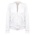 thumbnail image 4 of Women's Waffle Texture Zip Up Jacket, Long Sleeve Lightweight Cardigan, Casual Loose Fit Sweatshirt, Soft Fall Fashion Top, Breathable Open Front Coat, Comfortable Layering Piece White L, 4 of 8