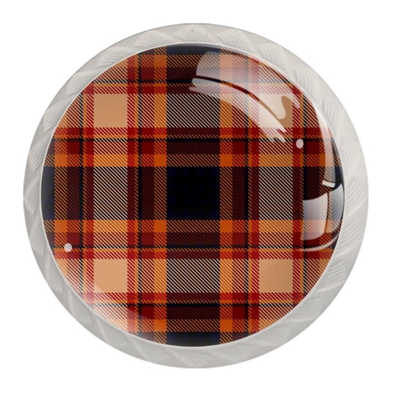 4 Pcs Plaid Pattern Knobs for Kitchen Cabinet Cupboard Dresser Bookcase Drawer Pulls Handles Round Home Decor