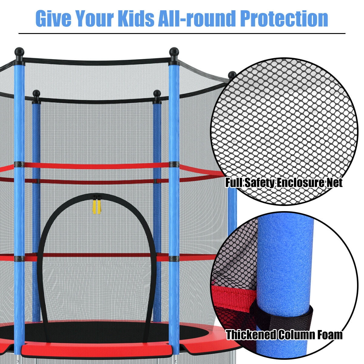 Kids Youth Jumping Round Trampoline Exercise W/ Safety Pad