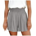 thumbnail image 5 of QLEICOM Womens Athletic Shorts, Plus Size Shorts, Fashion Sweat Shorts Summer Casual Loose Solid High Waist Short Yoga Shorts, Running Shorts, Comfy Beach Shorts, Cycling Shorts Gray S, 5 of 6
