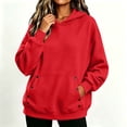 thumbnail image 6 of SYwaren Women's Casual Hoodies Solid Color Long Sleeve Button Pocket Loose Fit Pullover Sweatshirt, 6 of 8