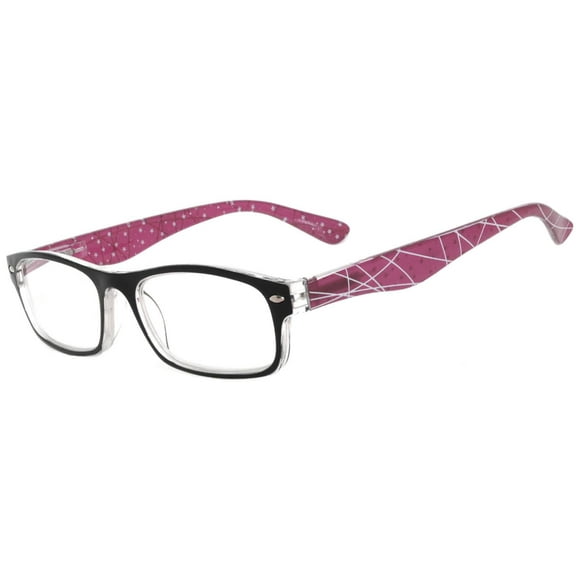 OWL® Reading Glasses - 8188 Lines & Stars Pattern / Purple / Spring Hinge