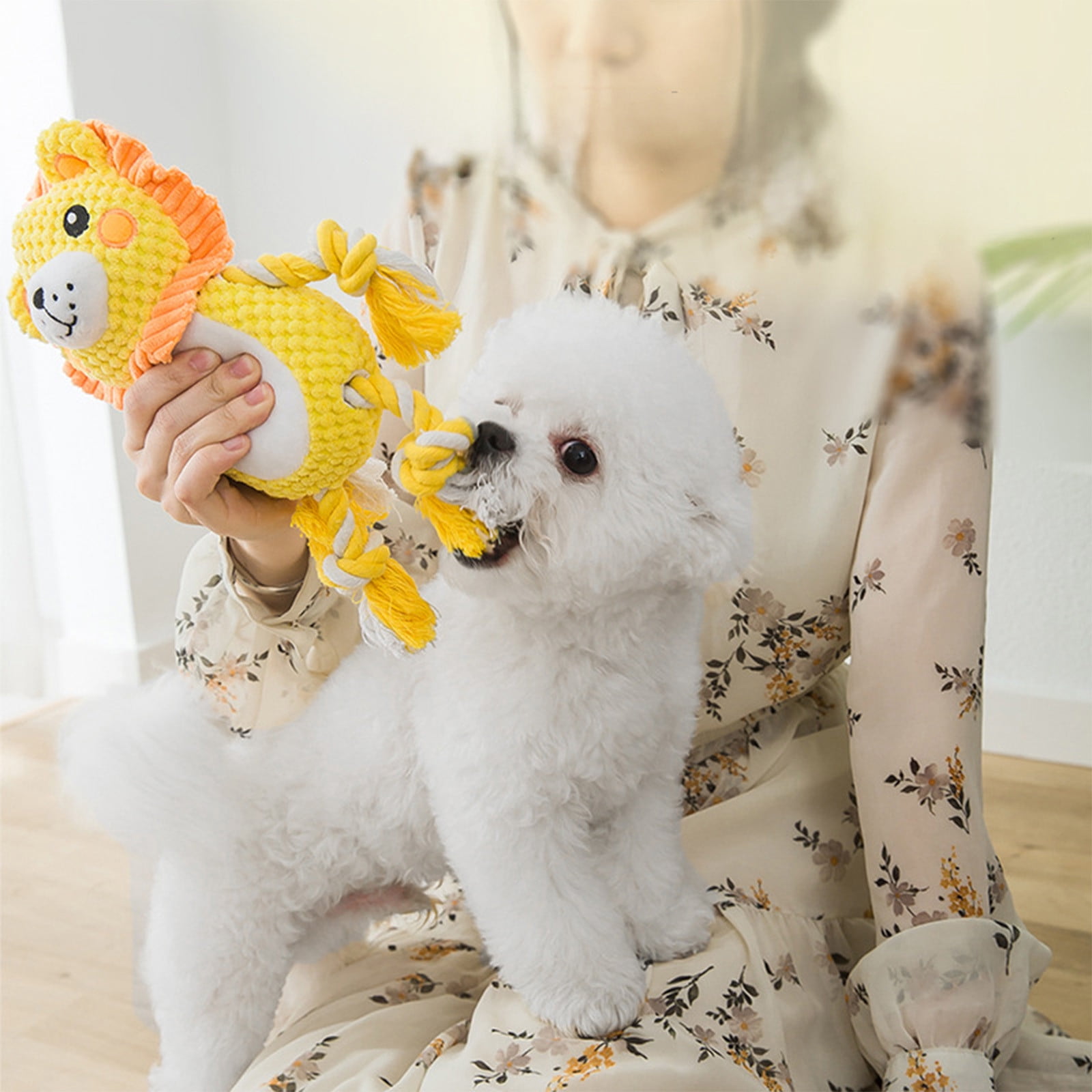 Cadorn 1PCS Squeaky Dog Chew Toy with Sound,Plush Interactive Puppy Teething Toy,Pet Boredom Relief Plaything for Training and Teeth Cleaning,Orange