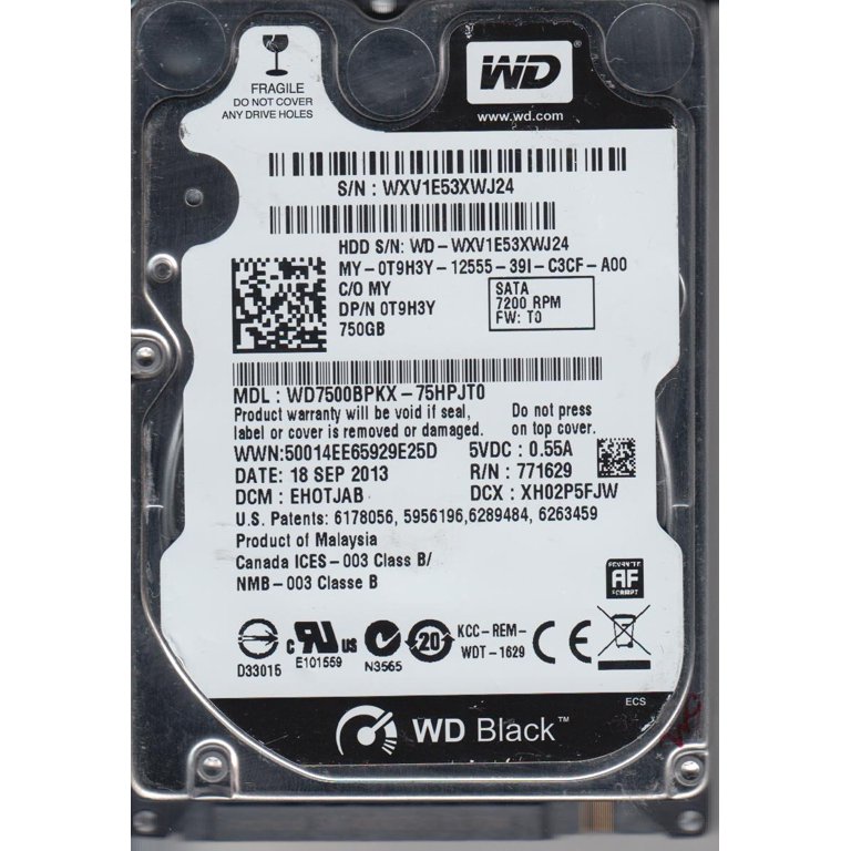 WD7500BPKX-75HPJT0, DCM EHOTJAB, Western Digital 750GB SATA 2.5 Hard Drive