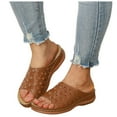 thumbnail image 2 of Mostsola Womens Wedge Heel Sandals Slip on Boho Open Toe Hollow Out Slippers with Arch Support, 2 of 9