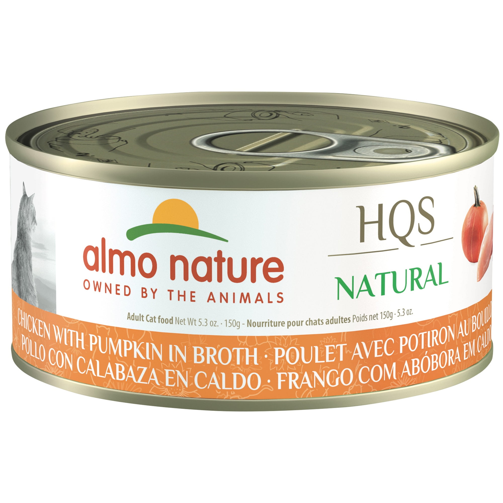 Almo Nature: HQS Natural Cat 24 Pack: Chicken With Pumpkin In Broth - 5.3oz Cans, Supplemental, Cat Canned Wet Food, Grain Free, Limited Ingredient