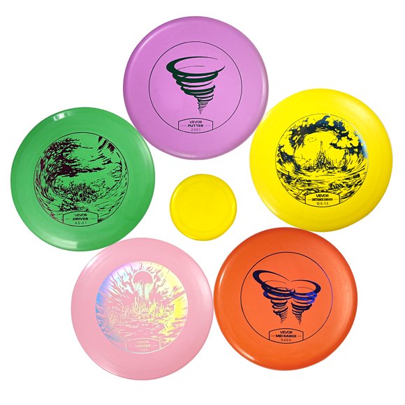 VEVOR Disc Golf Set, 5 PCS Beginners Flying Discs, Disc Golf Starter Set for Full-Body Strength Training, with Putter, Mid-Range, Driver, Mini Marker, Approved for Outdoor Backyard, Lawn, Beach