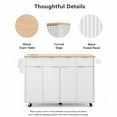 thumbnail image 4 of Fluted Kitchen Storage Island with Drop Leaf, Power Outlet, 55.5" Rolling Kitchen Cart with 4 Doors and 3 Drawers, 4 of 9