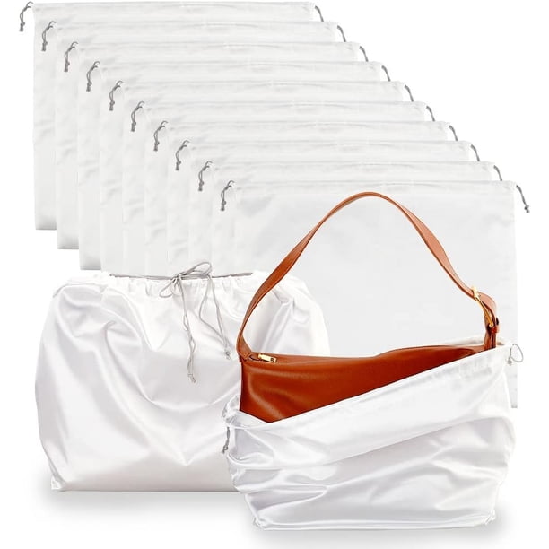 12 bolsas de seda con cordón, resistentes al polvo y con cordón, de 15,7 x 20 pulgadas, blancas, grandes, para guardar joyas, regalos y viajes.