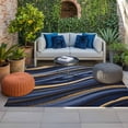 thumbnail image 2 of Marble Outdoor Rug for Patio/Deck/Porch, Non-Slip Large Area Rug 5 x 7 Ft, Navy Blue Modern Abstract Gold Gradual Art Indoor Outdoor Rugs Washable Area Rugs, Reversible Camping Rug Carpet Runner, 2 of 8