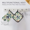 thumbnail image 4 of Yayeee Oven Mitts and Pot Holder Set of 4 Heat Resistant Kitchen Gloves Baking Hot Pad, Green Animals Pattern, 4 of 5